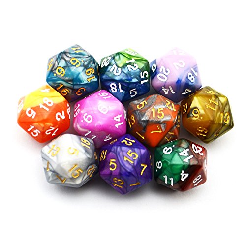 SmartDealsPro 10-Pack 20 Sided Dice D20 Polyhedral Dice for DND RPG MTG Table Game (Double Color) - color: Double Color