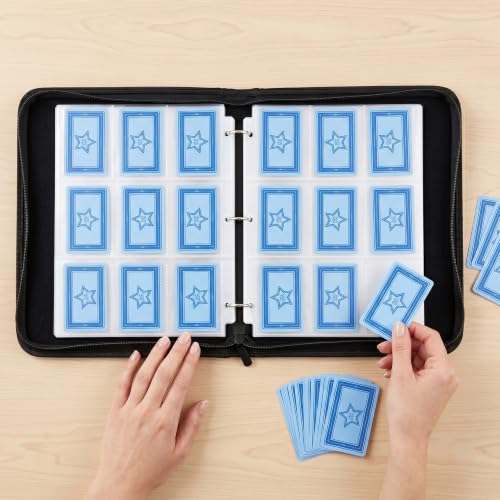 Lightning Trading Card Binder, 900 Cards, 9-Pocket Pages, Zipper | Lightning PU binder with 50 removable double-sided pages, side-loading pockets, 3-ring spine and wrist strap. - color: Lightning Bolt-9 Pockets, size: 9 Pocket, 900 Cards