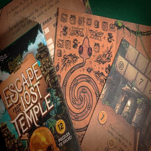 Professor Puzzle: Escape from The Lost Temple - Archeological Themed Escape Room Board Game, 12 Logic & Number Puzzles to Solve, Ages 12+, 1+ Players - style: Lost Temple