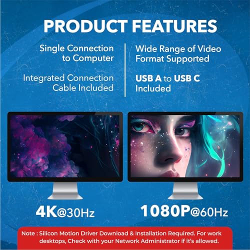 OREI SplitExtend HDMI Splitter Extended Display for Dual Monitor - 4K@30Hz | OREI SplitExtend HDMI Splitter Extended Display for Dual Monitor - USB A & USB-C Adapter to HDMI 2.0, Up to 4K@30Hz