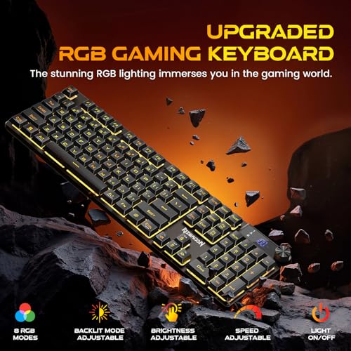 Redragon K521 Pro Wireless Gaming Keyboard with Screen, 4000mAh Battery | Mechanical Feeling, Tri-Mode BT/2.4G/USB-C, RGB Keyboard, 12 Multimedia Keys, Programmable Software, Full-size keyboard - color: Glossy Black