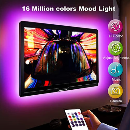 DAYBETTER Led Lights for TV 85Inch,20ft TV Led Backlight 85-100 Inch | USB Led Strip Lights with Remote,Music Sync Bluetooth TV Light Behind,TV Lights for Bedroom,Mood Lighting,Gaming Room Decor - size: 20ft for 85-100 Inch
