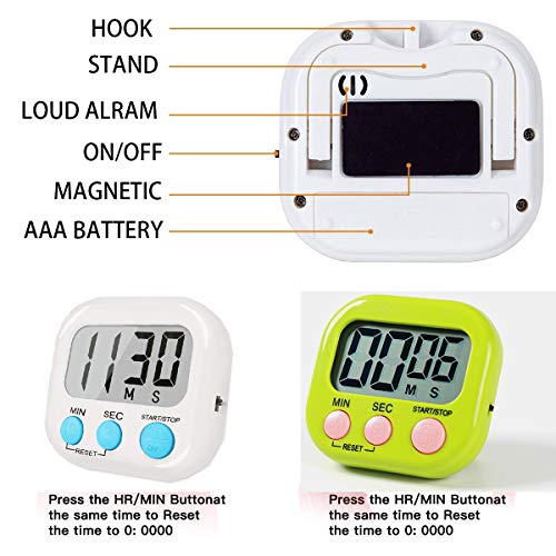 MSART 2 Pack Digital Kitchen Timers with ON/Off Switch & Loud Alarm