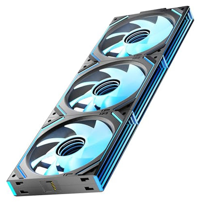 Interstellar V2 120mm Case Fan Infinity Mirror Module Daisy-Chain ARGB Fan Triple Pack with Controller Suitable for Computer Case & 360mm AIO Cooler(Black-3pack) - color: V2 Black Forward-3Pack