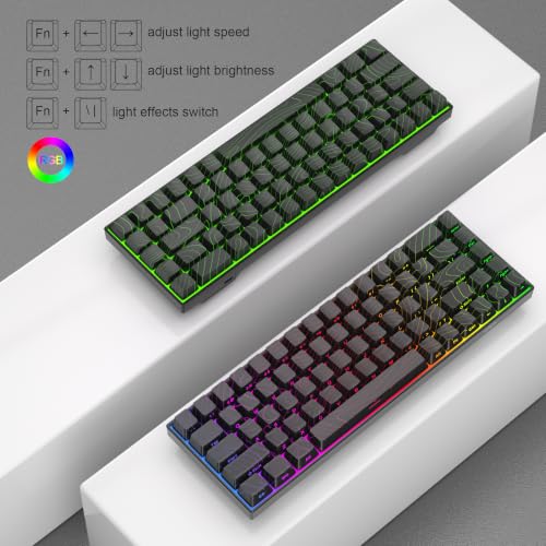 MageGee Portable 60% Mechanical Gaming Keyboard, RGB Backlit Compact 68 Keys Mini Wired Office Keyboard with Red Switches for Laptop PC Mac - Black Contour Lines - color: Black Contour Line/Red Switch