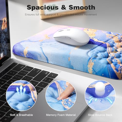 Ospelelf Mouse Pad with Wrist Rest Ergonomic Comfortable Pain Relief Mousepad Wrist Support for Computer Blue Marble - color: Blue Marble