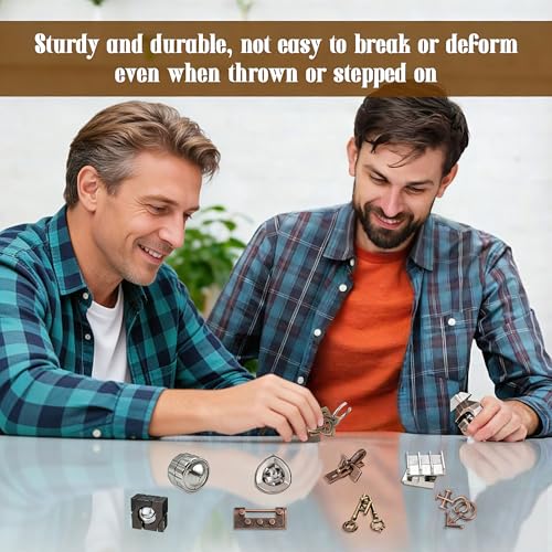 10 Pcs Metal Brain Teaser Puzzles Assortment Adults Difficult Magic Puzzles for Classroom Mind Challenge Educational,Highly Hard Brain Games IQ Logic Test, 3D Highly Difficult Adult Puzzles（10 Models）