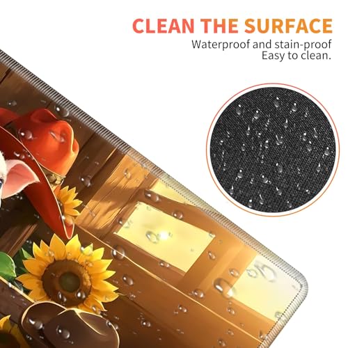 Large Gaming Mouse Pad Set with Wrist Support – 31.5" x 11.8" 4-in-1 XXL Mousepad with Keyboard Wrist Rest, Mouse Wrist Rest & Coaster – Ergonomic Desk Mat for Office, Home – Sunflower Pig - color: Sunflower Pig