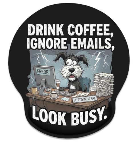 Britimes Retro Black Mouse Pad Ergonomic Mouse Pad with Wrist Support Funny Coffee Dog Non-Slip Rubber Base Mousepad for Home Office Gaming Working Computers Laptop Easy Typing & Relief - color: Retro Dog Black