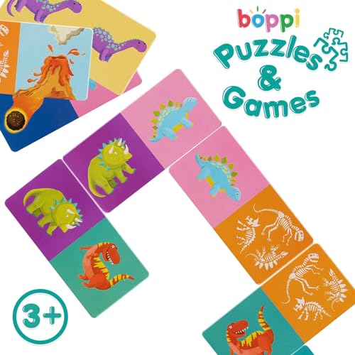 boppi Dominoes Set Picture Game for Toddlers - Colourful Dinosaur Themed Montessori/STEM Dominoes for Children - Games for 3 Year Olds and Up - style: Dinosaurs