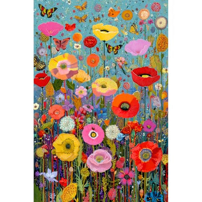 Bgraamiens 1000 Piece Jigsaw Puzzles for Adults – Maximalism Poppies and Butterflies – Bold Floral Arrangement with Vibrant Insects – Challenging Nature-Themed Gift - color: Maximalism Poppies and Butterflies