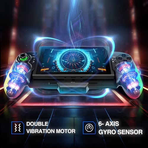 veoyya Controller Compatible with Nintd,Sch/OLED, Rechargeable Plug-in Switch Controller, One Piece Ergonomic Grip Swtch Controller for Handheld Mode with Turbo,Dual Vibration,6-Axis Motion Control