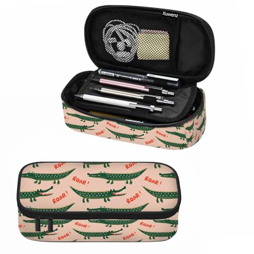 Crocodiles Pencil Bag Cute Cartoon Animal Roar Green Big Capacity Pencil Case Pencil Pouch Pen Bag for Teen Men Women - color: Crocodiles