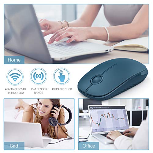 VssoPlor Wireless Mouse, 2.4G Slim Computer Laptop Mouse, Sapphire Blue | Portable Mouse, Plug & Play USB Nano Receiver, Quiet Silent Optical Mice for Notebook, PC, Laptop, Computer, Windows, Mac - color: Sapphire Blue