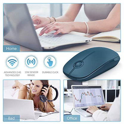 VssoPlor Wireless Mouse, 2.4G Slim Computer Laptop Mouse, Sapphire Blue | Portable Mouse, Plug & Play USB Nano Receiver, Quiet Silent Optical Mice for Notebook, PC, Laptop, Computer, Windows, Mac - color: Sapphire Blue