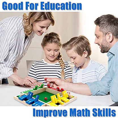 Shut The Box Game, 12 Inches Family Wooden Board Table Math Dice Games for Adults and Kids, 2-4 Player Classics Tabletop Version Games for Classroom,Home,Party or Pub - size: 12*12inch