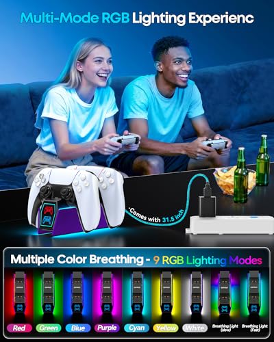 OIVO P5 Controller Charger with Fast Charging AC Adapter, P5 Controller Charging Station Stand for Play Station 5, Docking Station Replacement for PS 5 Accessories Kits, Galactic Purple - color: Galactic Purple