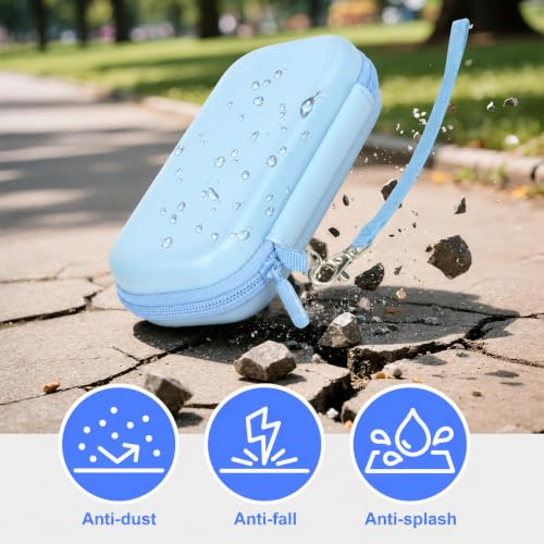casmilee Handheld Game Console Case for WELLST·G/TaddToy/Beijue | Hard Shell, Padded Divider and Mesh Pocket, Carabiner Carry, for Kids and Adults, Case Only, Light Blue - color: Light Blue
