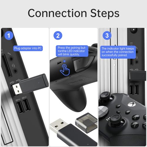 ELUTENG Xbox Adapter for PC Xbox Wireless Adapters Bluetooth 5.0 Xbox Controller Wireless Adapter Dongle, Elite|Elite Series 2, Xbox Series X|S Controller