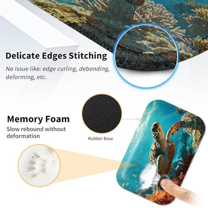Mouse Pad Desk Mat Ergonomic Wrist Support Pad Set,Mouse Wrist Rest Keyboard Pad with Stitched Edges and Non Slip Base-Sea Turtle - color: Sea Turtle