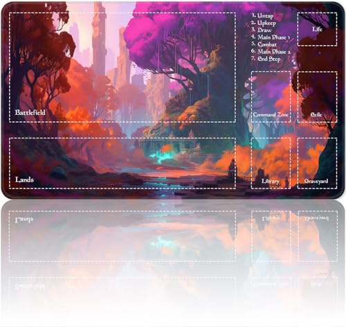 Playmat for MTG Magic Size 24x14 Inch Game Mats Tabletop Magic Play Mats,Premium Smooth Rubber Surface, Mousepad Compatible Qindaiwen for MTG RPG CCG Trading Card Game Play mats, Colorful Image - color: Colorful Image, size: playmat with zones