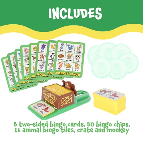 POPULAR PLAYTHINGS Monkey Bingo Picture Board Game, Animal Matching Game, Early Learning Fun, Gifts for Kids Ages 4 & Up