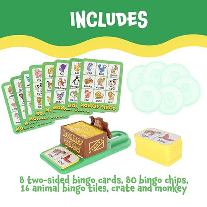 POPULAR PLAYTHINGS Monkey Bingo Picture Board Game, Animal Matching Game, Early Learning Fun, Gifts for Kids Ages 4 & Up