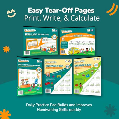 Best value Channie’s Visual Math, Handwriting, and Cursive Bonus Pack of 5 Separate Workbooks, Grades 1st – 3rd, With FREE Alphabet Card - Learning Workbook for Homeschool and After School - style: Visual Math, Handwriting, and Cursive Workbooks