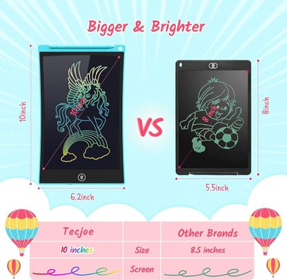 TECJOE 10 Inch 2 Pack LCD Writing Tablet, Colorful Doodle Board Drawing Tablet for Kids, No Mess Toddler Travel Learning Toys, Christmas Birthday Gifts for 3 4 5 6 7 8 Year Old Boys Girls Preschooler - color: Blue Pink