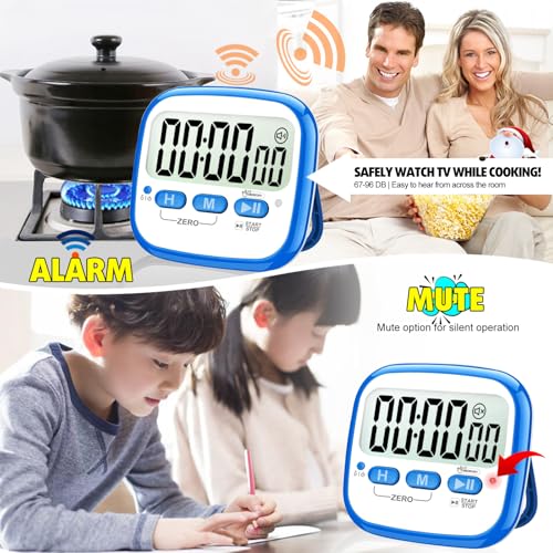 AyayaBoss 2-Pack Magnetic Kitchen Timers for Cooking, Digital Stop Watch Countdown Timer for Kids, Teachers, Classroom, Office, Exercise - Battery Included - color: Digital Timer 2 Pack - Blue