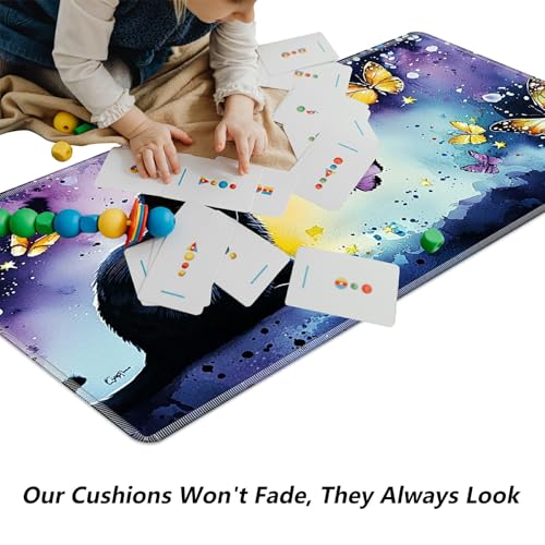 Black Cat with Butterflies for MTG & TCG Playmat Mouse Pad,BFDHGQZC 24" x 14" Game Mat for MTG/RPG/CCG Trading Card Game Playmats Table Mat Perfect for Card Games Video Games Computer Office - color: Black Cat With Butterflies