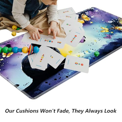 Black Cat with Butterflies for MTG & TCG Playmat Mouse Pad,BFDHGQZC 24" x 14" Game Mat for MTG/RPG/CCG Trading Card Game Playmats Table Mat Perfect for Card Games Video Games Computer Office - color: Black Cat With Butterflies