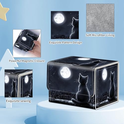 for MTG Commander Deck Box,Card Deck Box for Trading Yugioh MTG,Fits 100 Double Sleeved Cards,PU Leather Strong Magnet Case for Magic Commander TCG CCG,Cute Little Cat - color: Cute Little Cat