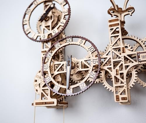 WOODEN.CITY Steampunk Wall Clock Kit – 3D Wooden Puzzle for Adults, Mechanical DIY Clock Model, Working Wall Art (257 Pieces) Made in EU - color: Steampunk Wall Clock