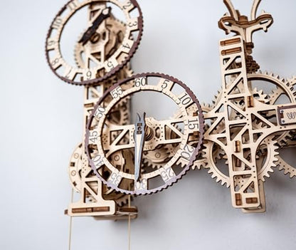 WOODEN.CITY Steampunk Wall Clock Kit – 3D Wooden Puzzle for Adults, Mechanical DIY Clock Model, Working Wall Art (257 Pieces) Made in EU - color: Steampunk Wall Clock