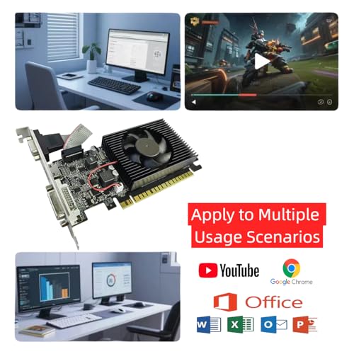 XUANMO NVIDIA GeForce 2.0 GT610 Low Profile PC 2GB Graphics Card 64bit 810MHZ, 2560x1600 PC Video Card, PCI Express 2.0, DVI VGA HDMI Video Gaming Graphics Card - color: GT610 2GB
