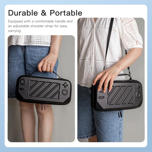 Carrying Case for My Arcade Atari Gamestation Go Retro Video Games Console,Stand Hard Shell Cover with Shoulder Straps for My Arcade Atari Gamestation Go Cable Charger & Accessories ,Shockproof,Black