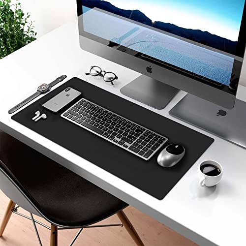 Aothia Double-Sided PU Leather Desk Pad - Non-Slip Large Mouse Pad & Desk Mat for Office, Home - Waterproof, Easy to Clean, Durable Dual-Sided Surface (23.6"x13.7", Black) - color: Black, size: 23.6" x 13.7"