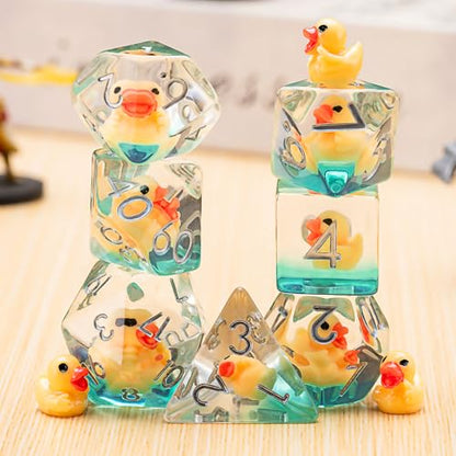 Duck D&D Resin Dice Set, Polyhedral DND Dice Animal Inclusion Dice D and D for Dungeons and Dragons MTG RPG Board Games for 15 Years and Up - color: Duck