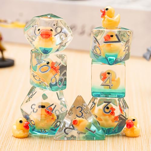 Duck D&D Resin Dice Set, Polyhedral DND Dice Animal Inclusion Dice D and D for Dungeons and Dragons MTG RPG Board Games for 15 Years and Up - color: Duck