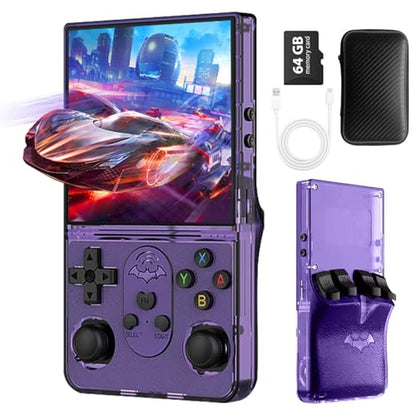 S600 Retro Gaming Console, Retro Handheld Console 4.0'' Screen Linux System, 64G TF Card, Support 30+ Simulators, 3500mAh Rechargeable Portable Pocket Arcade - color: Purple