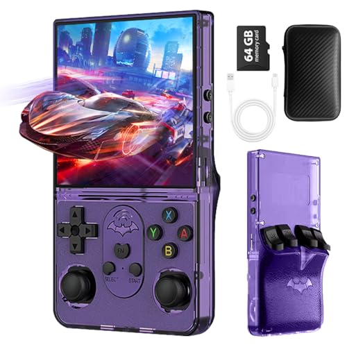 S600 Retro Gaming Console, Retro Handheld Console 4.0'' Screen Linux System, 64G TF Card, Support 30+ Simulators, 3500mAh Rechargeable Portable Pocket Arcade - color: Purple