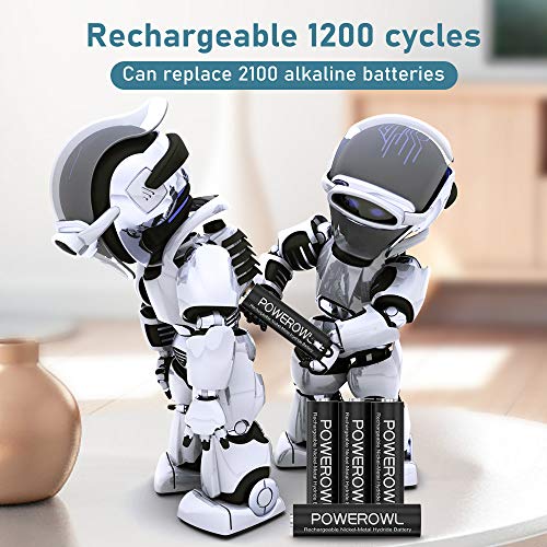 POWEROWL Rechargeable AA Batteries with Charger, for Xbox Controller, 2800mAh High Capacity Low Self Discharger NiMH Double A Battery, 4 Pack