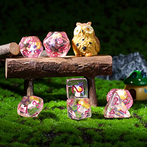 UDIXI Yellow Mushroom DND Dice 7PCS Polyhedral Dice Set for Tabletop Games | Velvet Storage Bag, DM Gift, for Dungeons and Dragons Role Playing Games Board Games - color: Mushroom Yellow