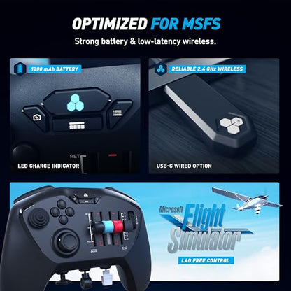 Honeycomb Echo Aviation Controller - Wireless flight controller with Hall-Effect stick, trim wheel and quad sliders for Microsoft Flight Simulator on PC [video game] [video game]