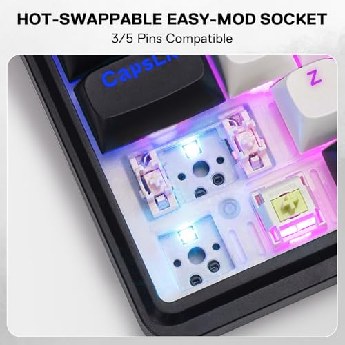 Redragon K745 PRO Wireless Gasket RGB Gaming Keyboard, 108 Keys Mechanical Keyboard w/Extra 4 Hotkeys, Hot-Swap Socket, 5-Layer Noise Dampening, See-Through Round PBT Keycaps, Mint Mambo Switch - color: Abyssal Blue, size: 108 Keys