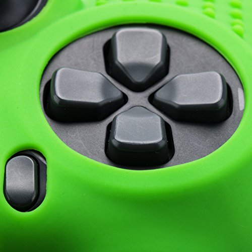 YoRHa Silicone Skin for PS4 Controller x 2(Green) with Exclusive Thumb Grips x 4