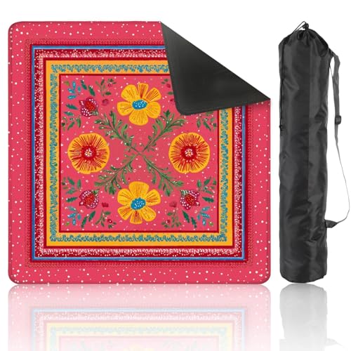 Mahjong Mat 31.5" x 31.5" Colorful Floral Yellow Flowers Vibrant Leaves Pink Non-Slip Noise Reduction Mahjong Tiles Table Cover for Dominoes Poker Card Board and Tile Games - color: Color6