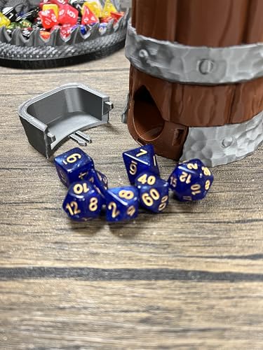 MunnyGrubbers - Tavern Mug Dice Tower - No Paint Odorless Insulated Cup Can Dice Tower - (Random 7PCS D20 Dice Set Included) - Dice Holder - Dungeons and Dragons - DND Gift - (Black/Gold)
