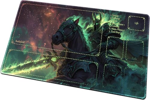MTG Playmats(Stitched) 14x24in Compatible for OCG CCG RPG TCG Playmats with Card Zones Storage Bag (Apocalypse Knight-with Zone) - color: Apocalypse Knight-with Zone